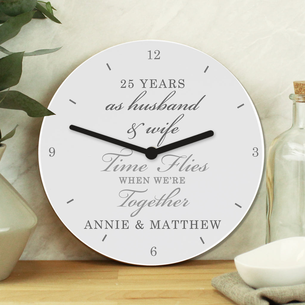 Personalised Anniversary Wooden Clock - Buy Clocks & Watches at GiftMasters.co.uk
