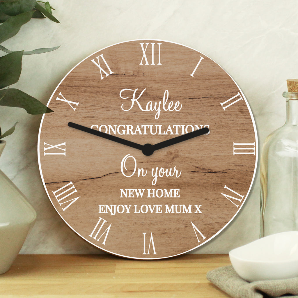 Personalised Free Text Wood Effect Clock - Buy Clocks & Watches at GiftMasters.co.uk