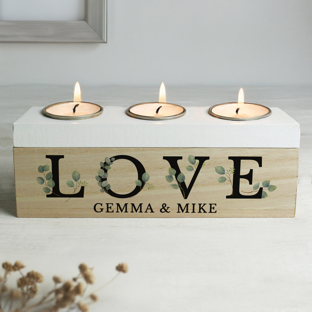 Personalised Botanical Triple Tea Light Box - Buy Candles & Reed Diffusers at GiftMasters.co.uk