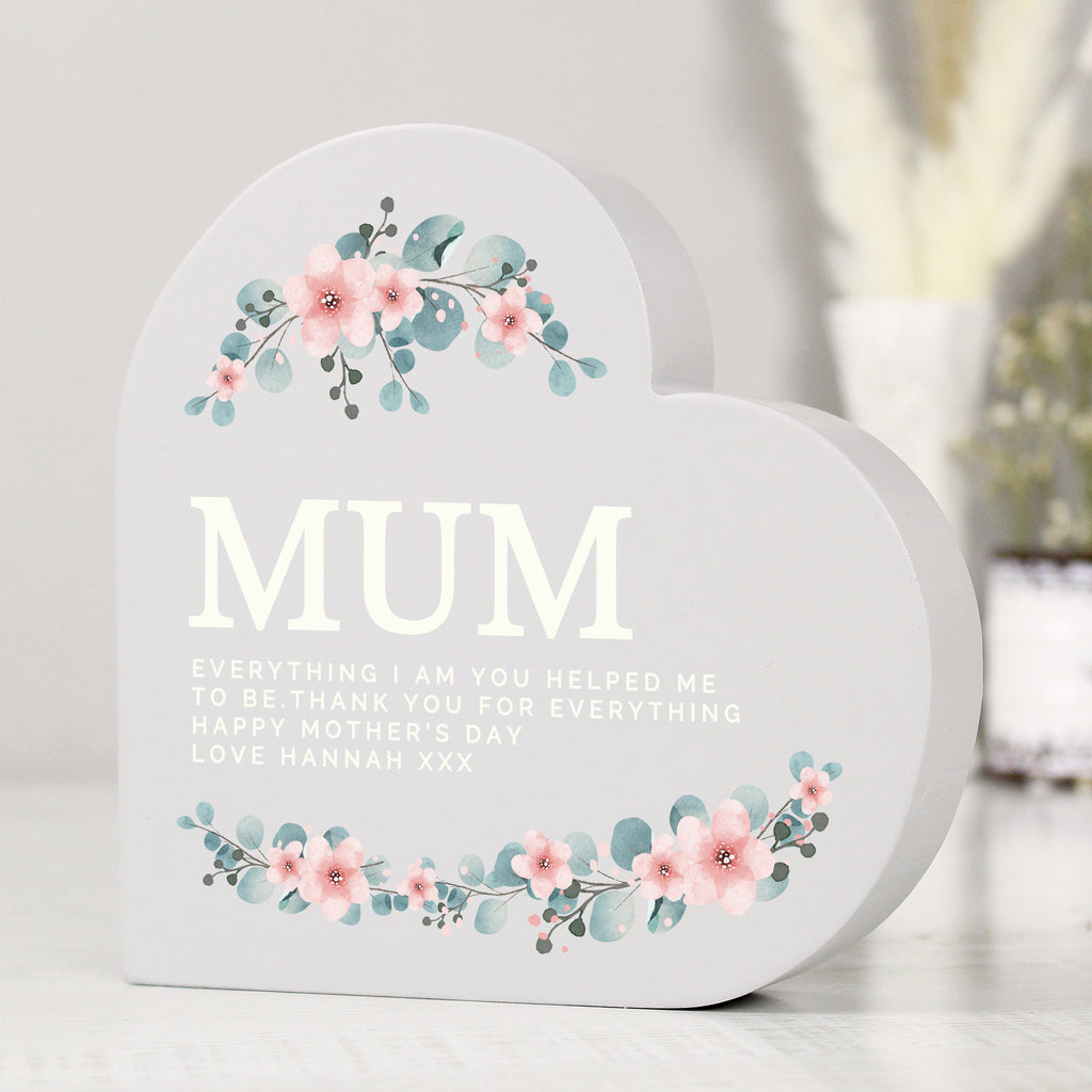 Personalised Floral Free Standing Heart Ornament - Buy Ornaments at GiftMasters.co.uk