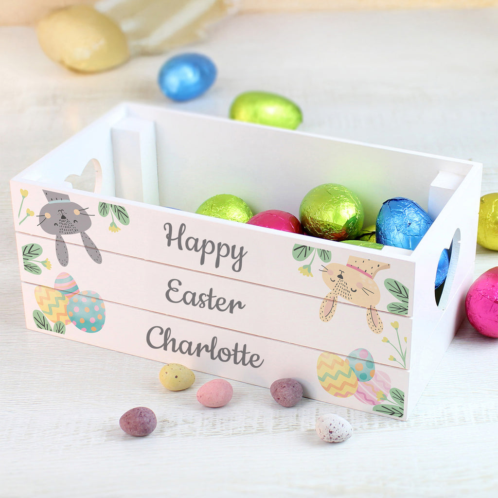 Personalised Easter Egg Hunt Small Wooden Crate - Buy Storage at GiftMasters.co.uk
