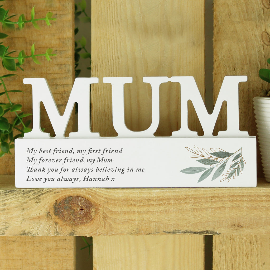 Personalised Botanical Wooden Mum Ornament - Buy Ornaments at GiftMasters.co.uk