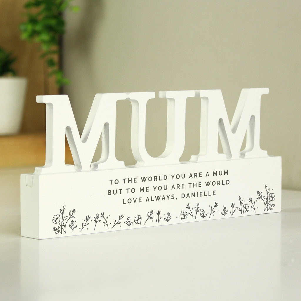 Personalised Floral Wooden Mum Ornament - Buy Ornaments at GiftMasters.co.uk