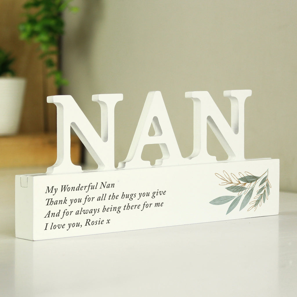 Personalised Botanical Wooden Nan Ornament - Buy Ornaments at GiftMasters.co.uk