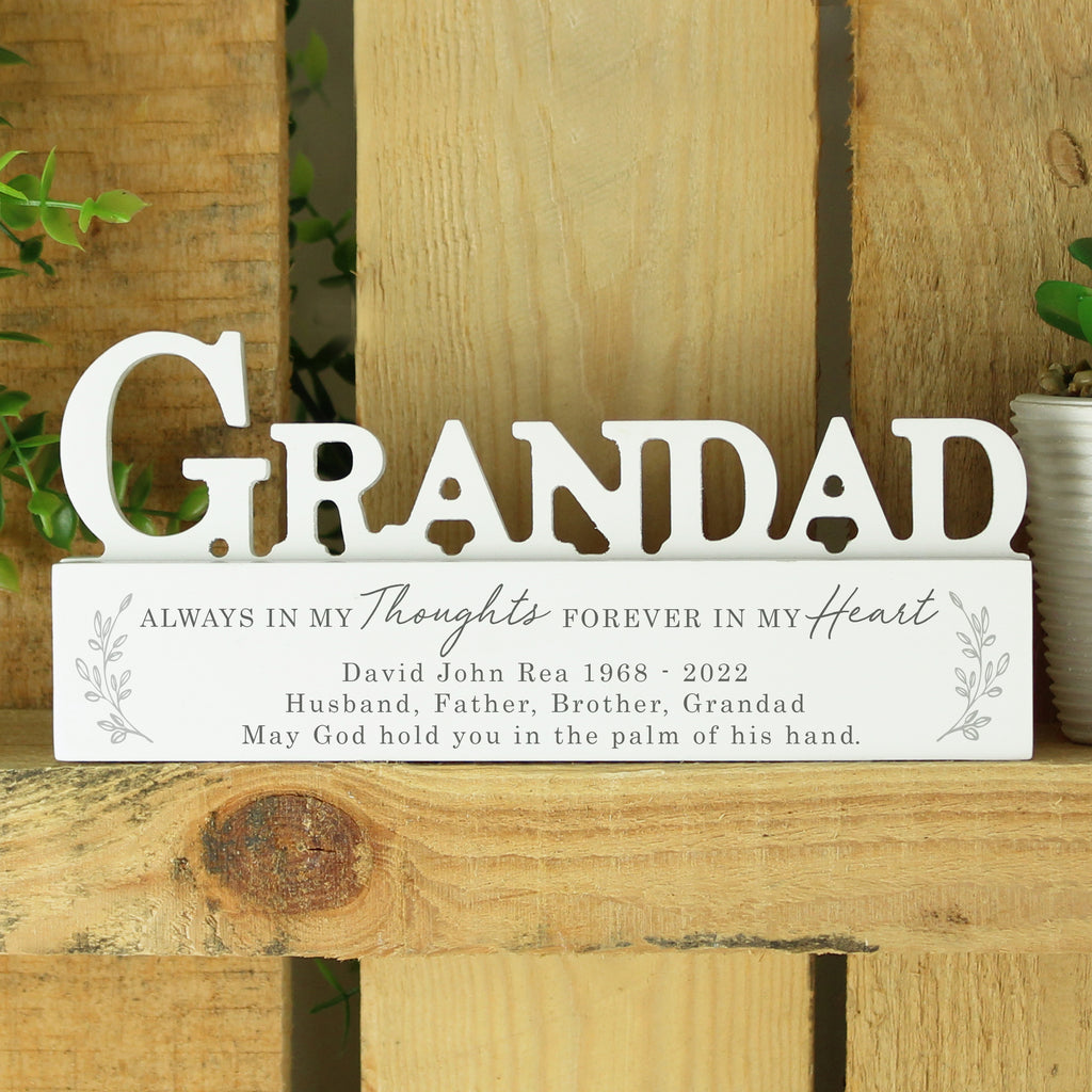 Personalised In Loving Memory Wooden Grandad Ornament - Buy Ornaments at GiftMasters.co.uk
