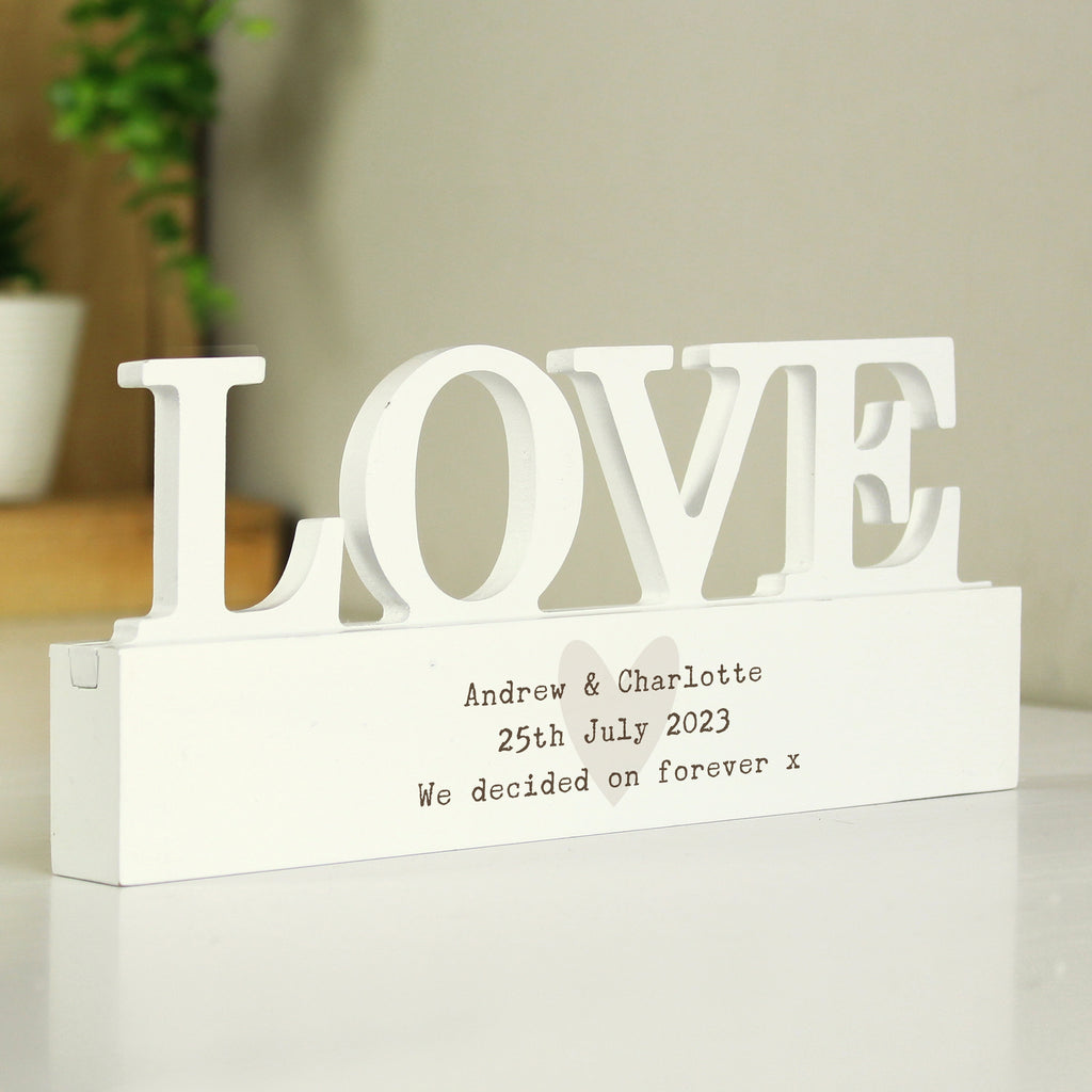 Personalised Free Text Heart Wooden Love Ornament - Buy Ornaments at GiftMasters.co.uk