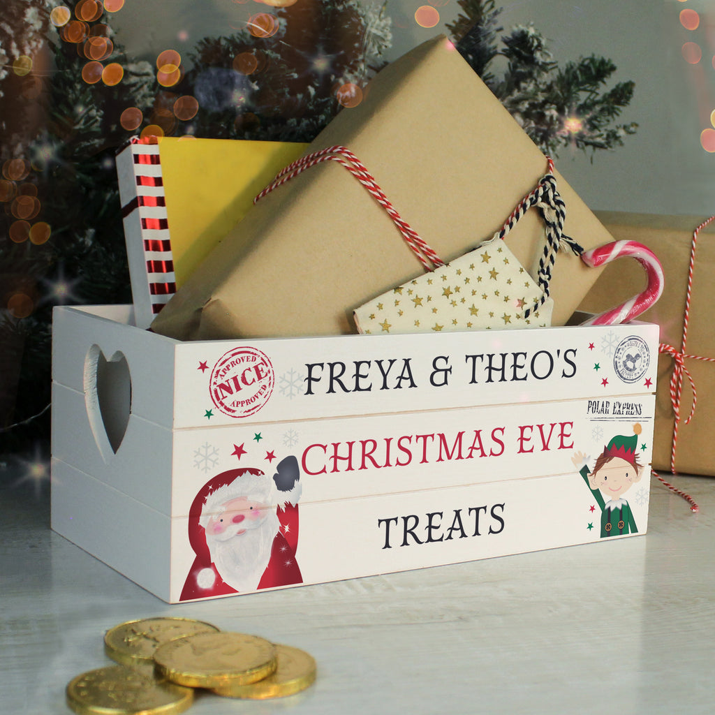 Personalised Christmas White Wooden Crate - Buy Storage at GiftMasters.co.uk