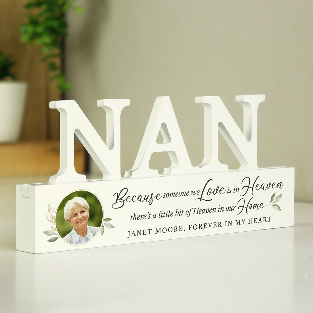 Personalised Botanical Memorial Photo Upload Wooden Nan Ornament - Buy Photo Upload Products at GiftMasters.co.uk