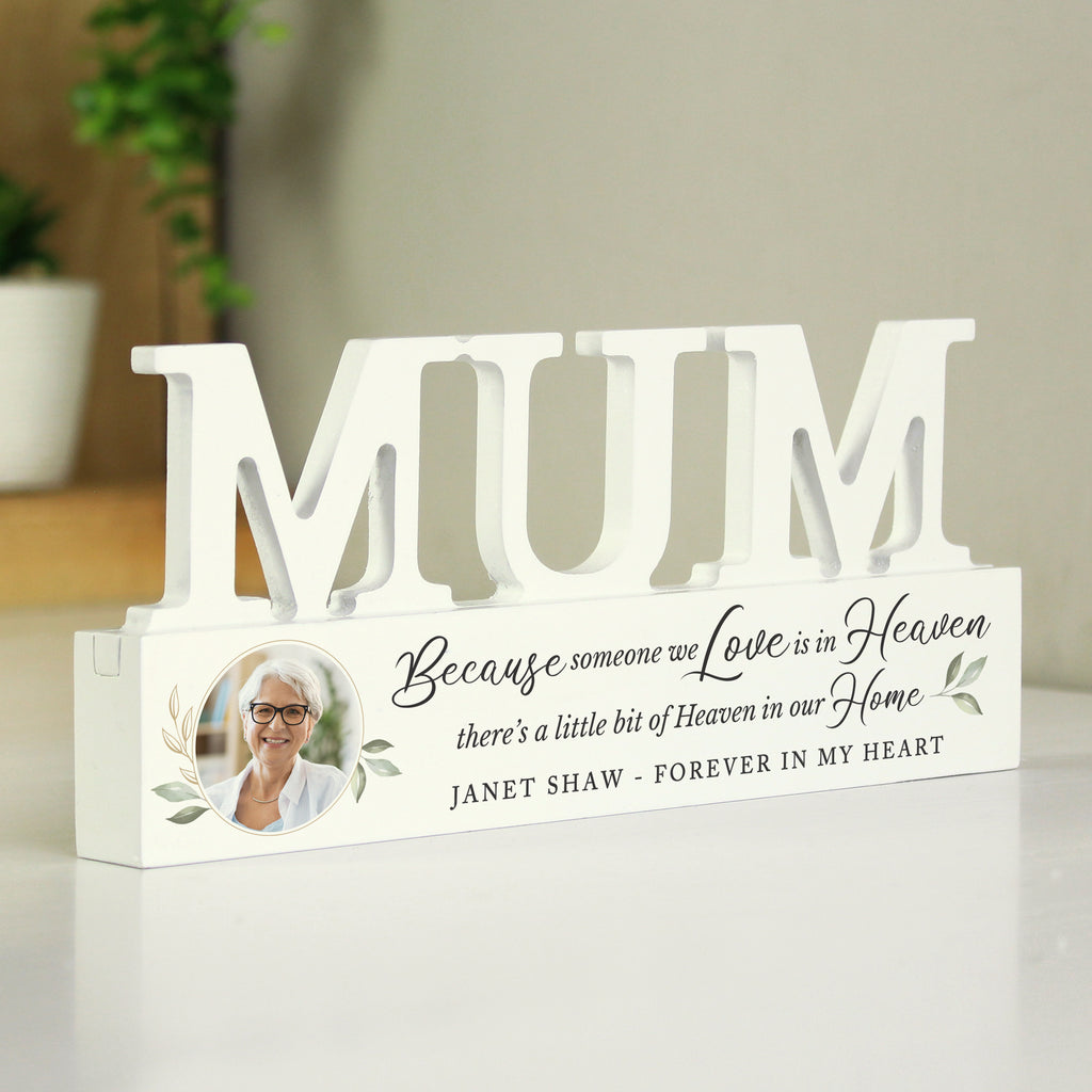 Personalised Botanical Memorial Photo Upload Wooden Mum Ornament - Buy Photo Upload Products at GiftMasters.co.uk
