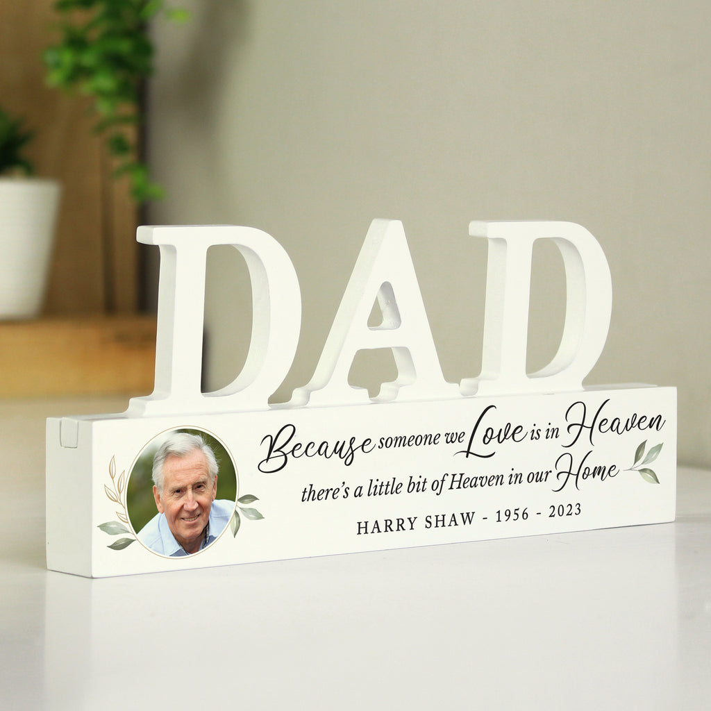 Personalised Botanical Memorial Photo Upload Wooden Dad Ornament - Buy Photo Upload Products at GiftMasters.co.uk