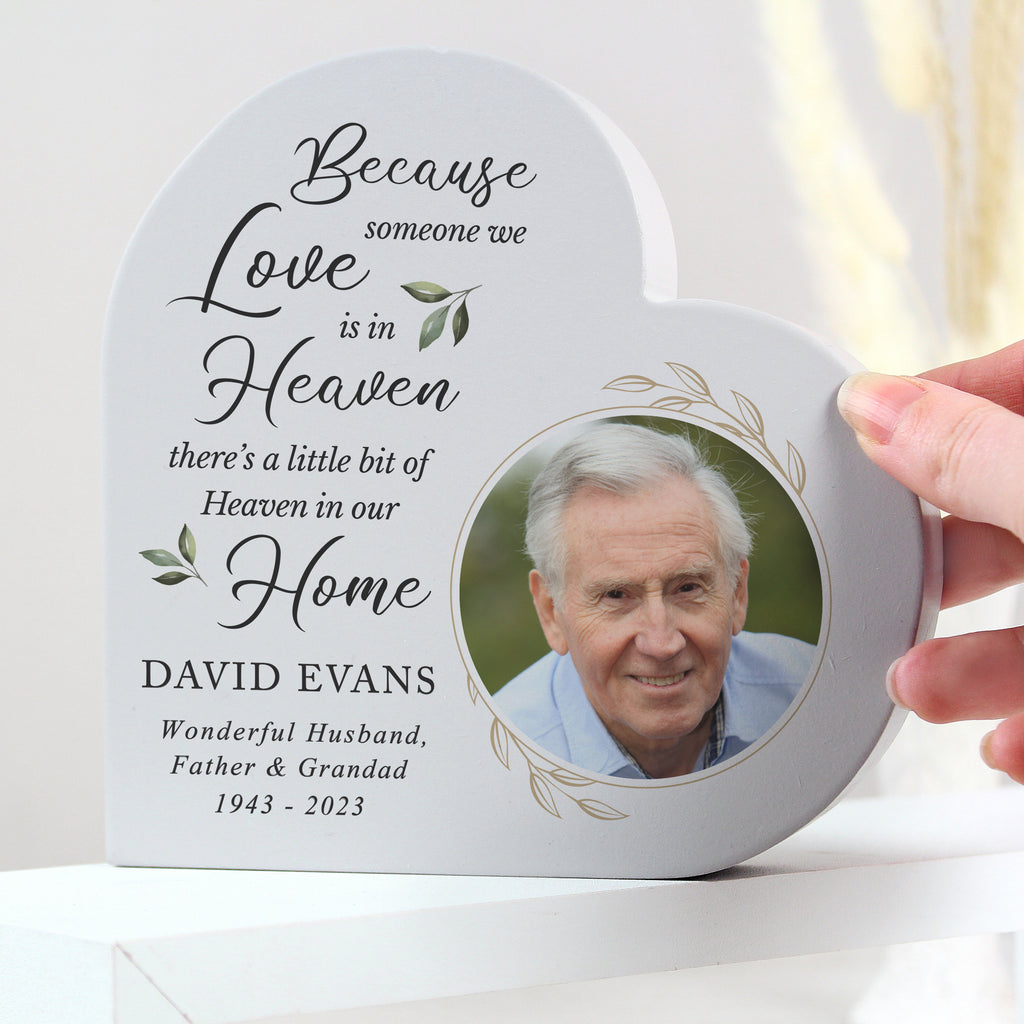 Personalised Botanical Memorial Photo Upload Free Standing Heart Ornament - Buy Photo Upload Products at GiftMasters.co.uk