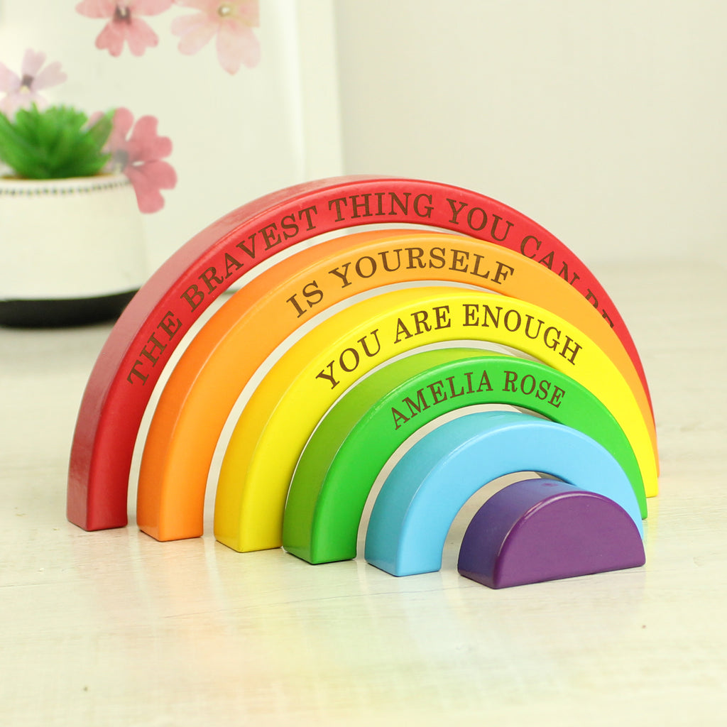 Personalised Wooden Rainbow Stacker - Buy Wooden at GiftMasters.co.uk