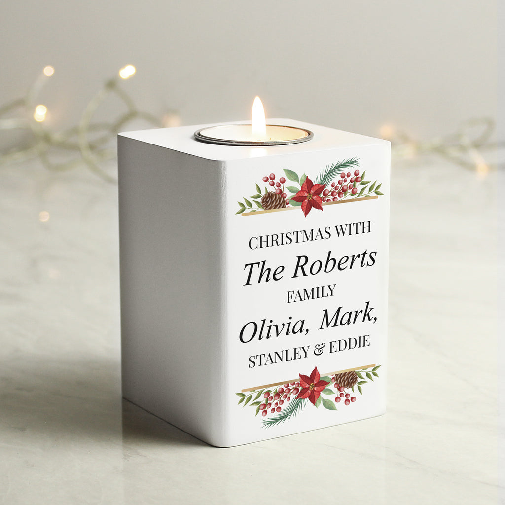 Personalised Christmas Wooden Tealight Holder - Buy Candles & Reed Diffusers at GiftMasters.co.uk