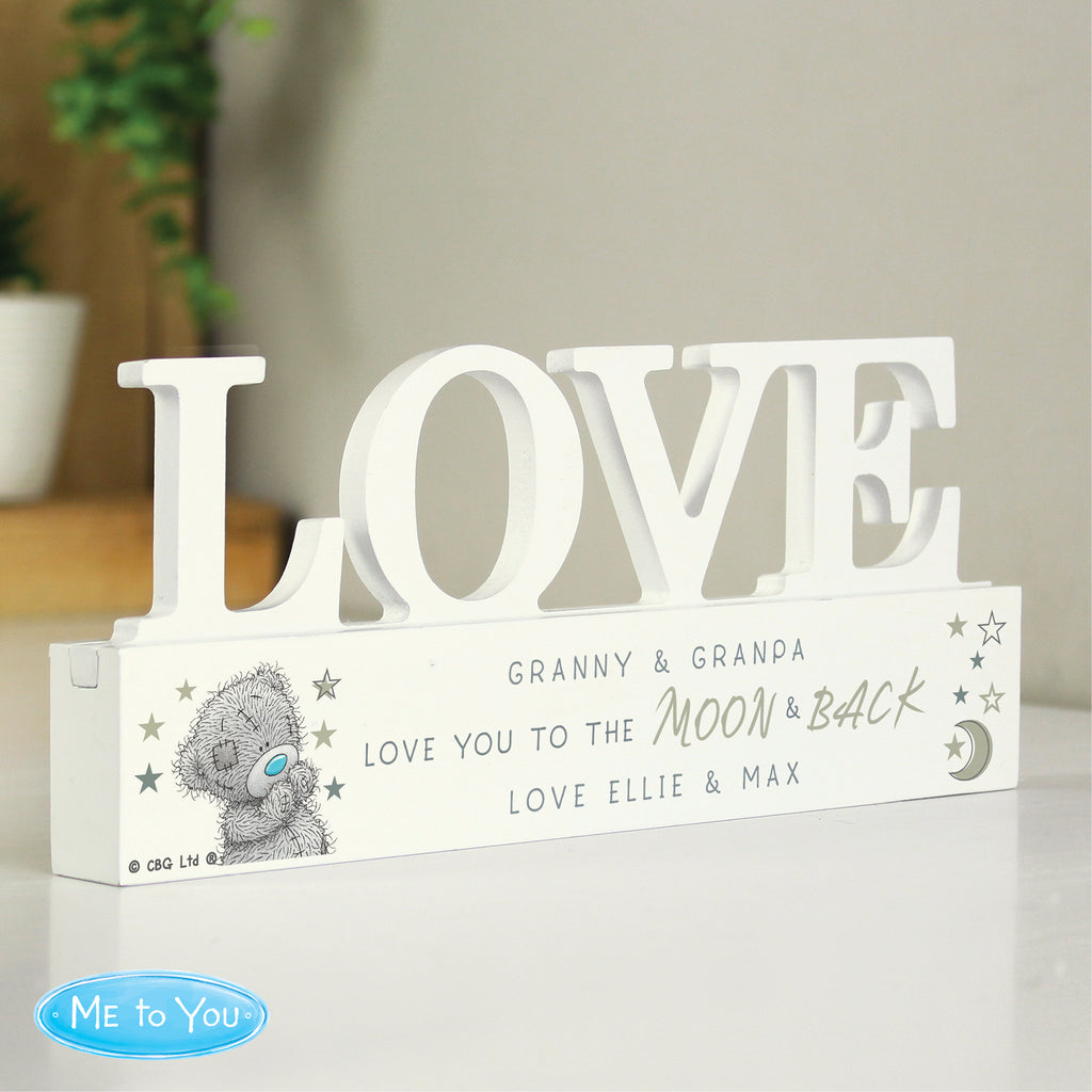 Personalised Me To You Moon and Back Wooden Love Ornament - Buy Ornaments at GiftMasters.co.uk