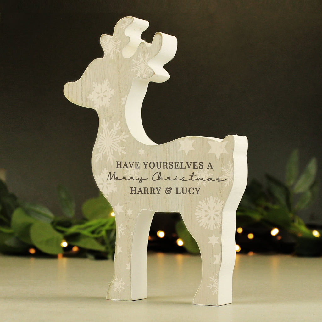 Personalised Snowflake Reindeer Ornament - Buy Christmas Decorations at GiftMasters.co.uk
