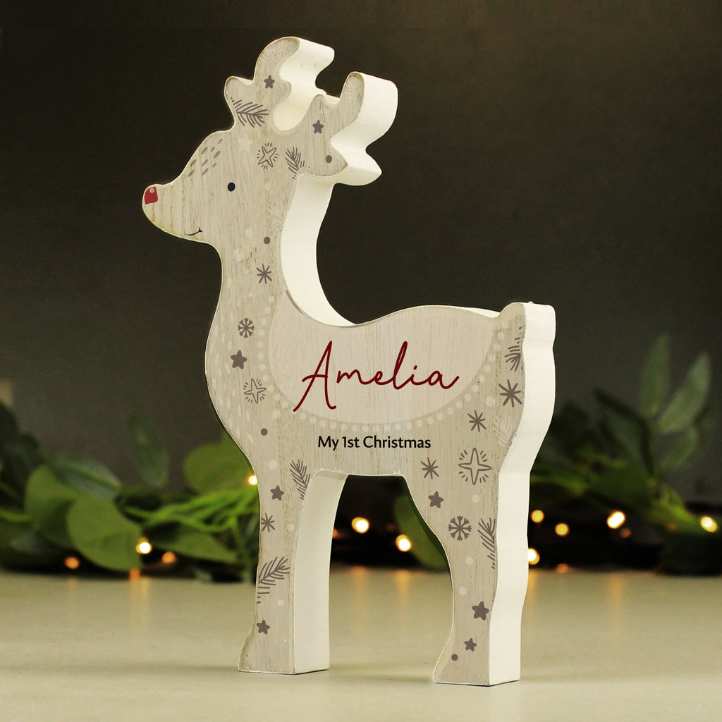 Personalised Red Nosed Reindeer Ornament - Buy Christmas Decorations at GiftMasters.co.uk