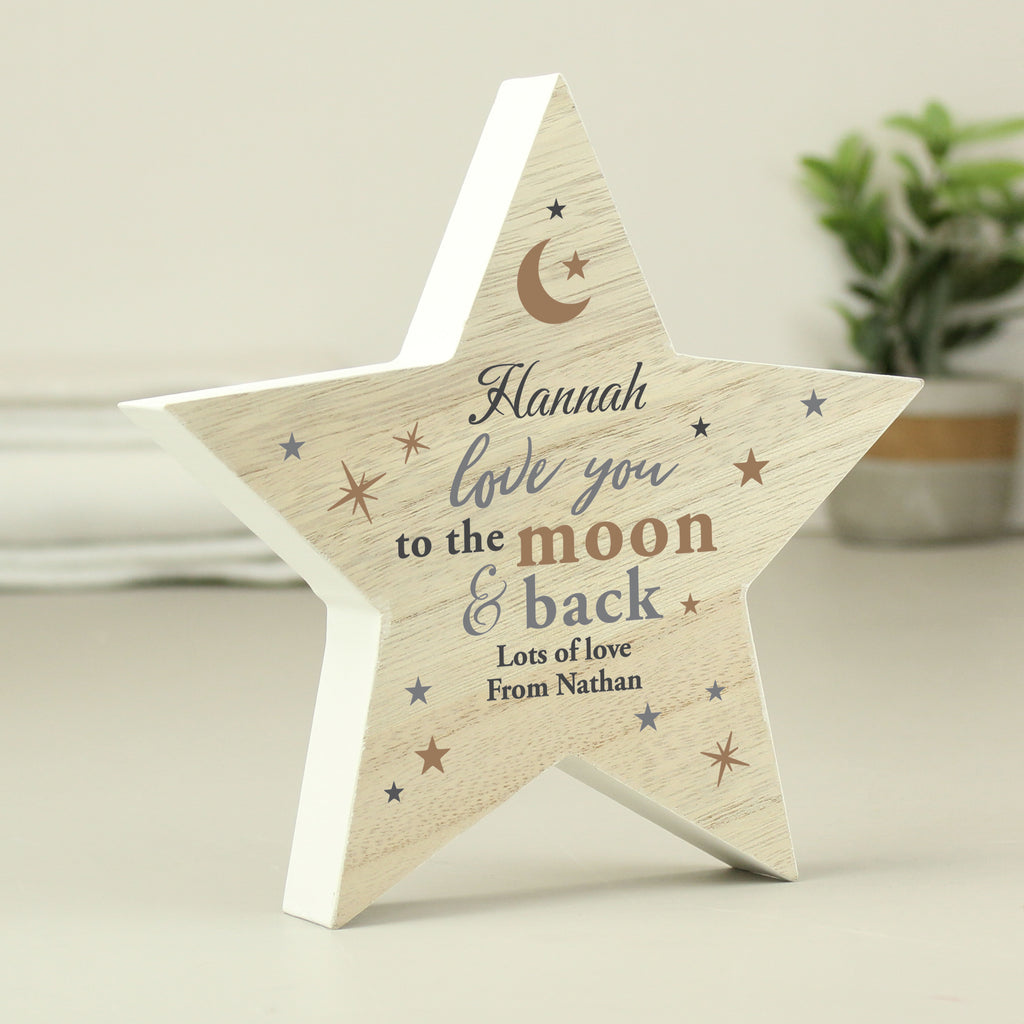 Personalised Love You Wooden Star Ornament - Buy Ornaments at GiftMasters.co.uk