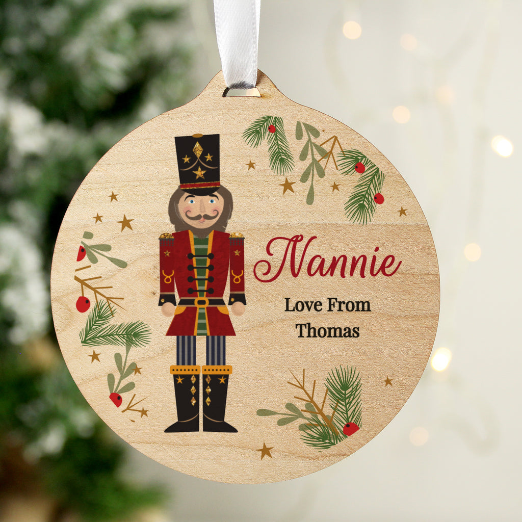 Personalised Christmas Nutcracker Wooden Bauble - Buy Christmas Decorations at GiftMasters.co.uk