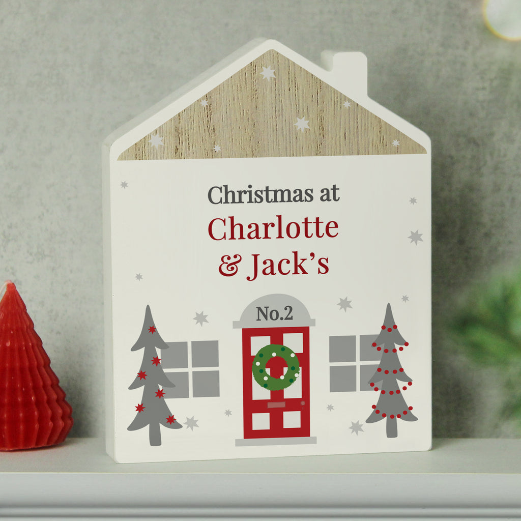 Personalised Christmas Wooden House Ornament - Buy Ornaments at GiftMasters.co.uk