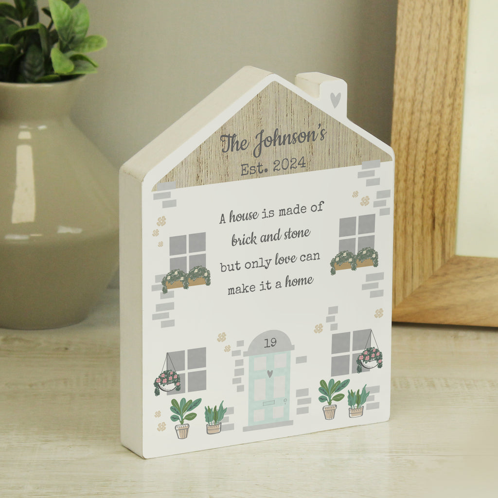 Personalised Love Makes A Home Wooden House Ornament - Buy Ornaments at GiftMasters.co.uk