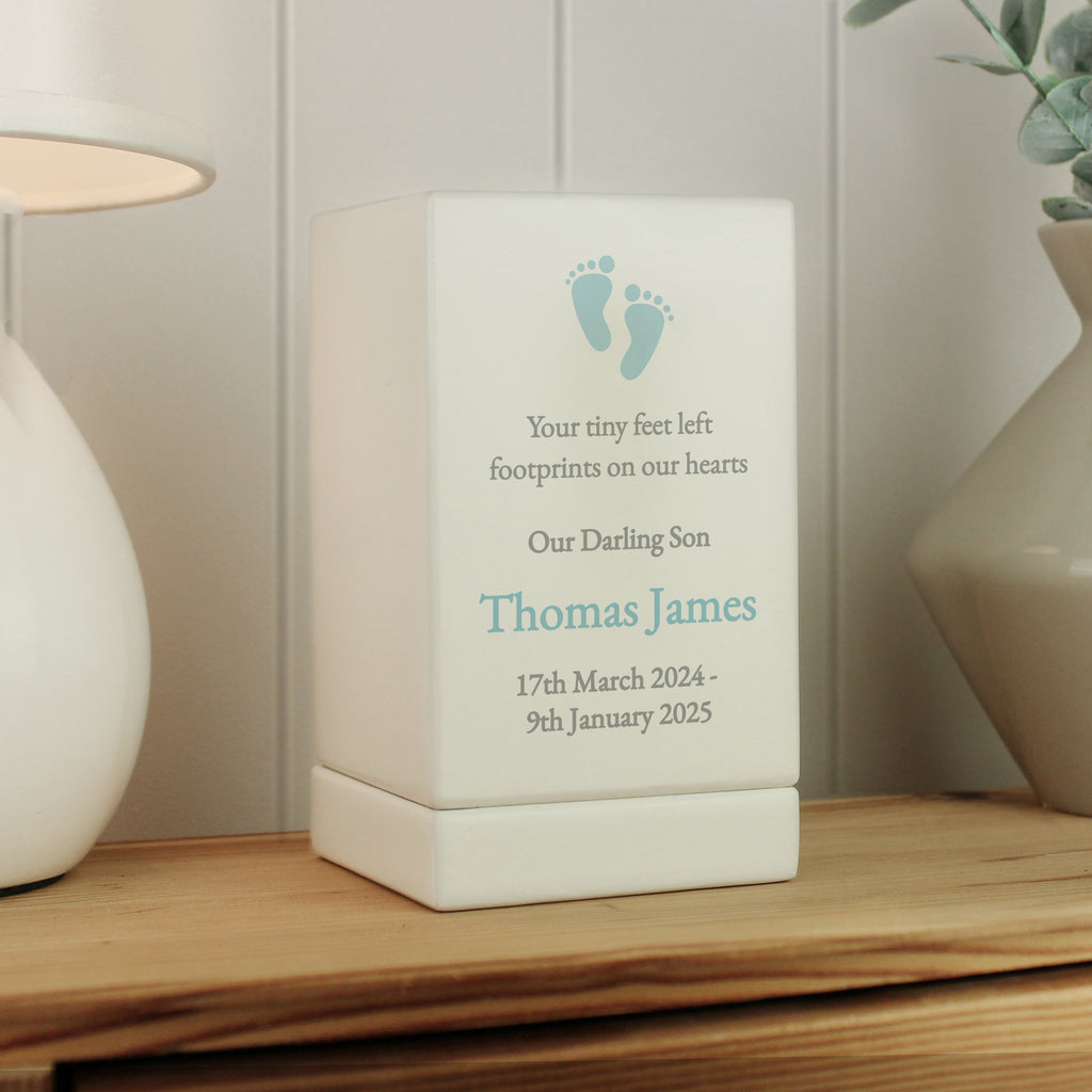Personalised Baby Boy Small Wooden Urn - Buy Wooden Urns at GiftMasters.co.uk