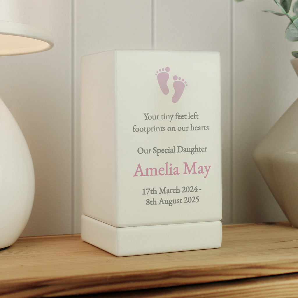Personalised Baby Girl Small Wooden Urn - Buy Wooden Urns at GiftMasters.co.uk