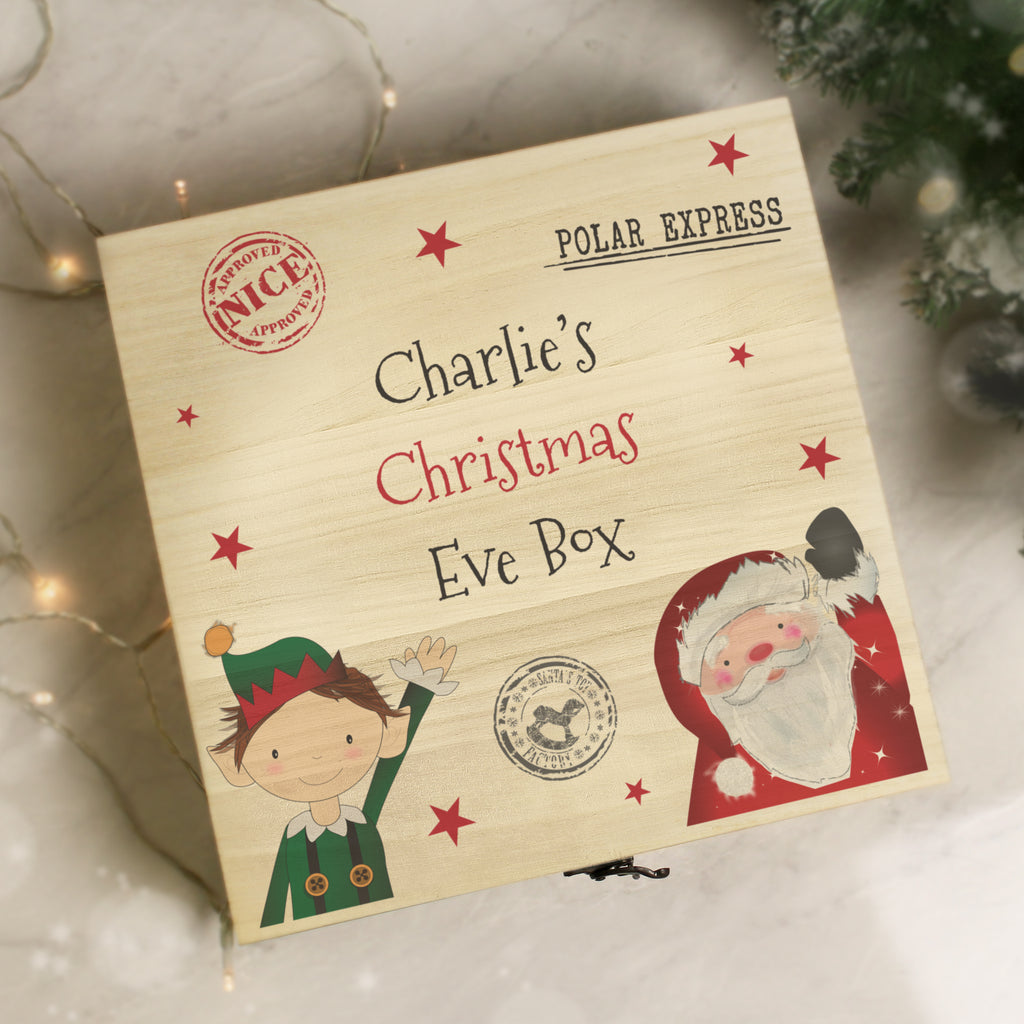 Personalised Wooden Christmas Eve Box - Buy Storage at GiftMasters.co.uk