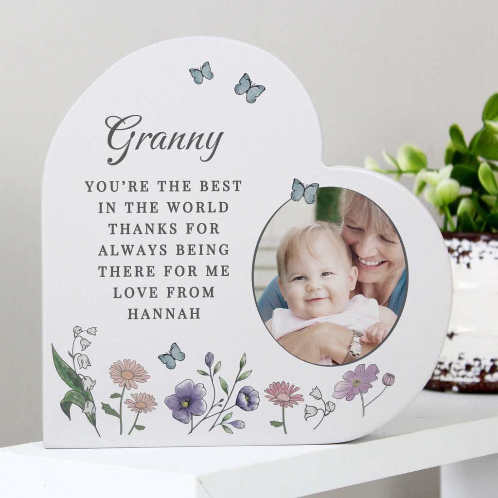 Personalised Wild Flowers Photo Upload Heart Ornament - Buy Ornaments at GiftMasters.co.uk