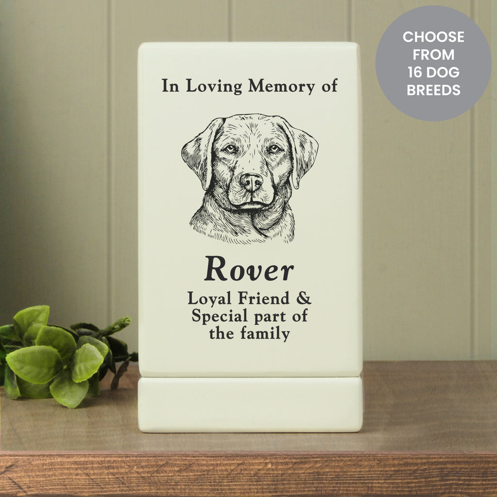 Personalised Dog Breed Small Memorial Urn - Buy Pet Gifts at GiftMasters.co.uk