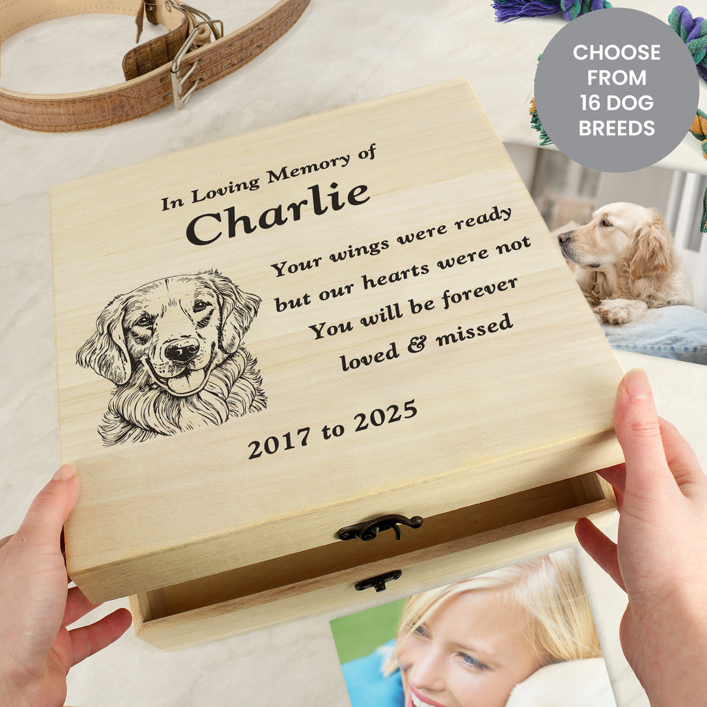 Personalised Dog Breed Memorial Large Keepsake Box - Buy Pet Gifts at GiftMasters.co.uk