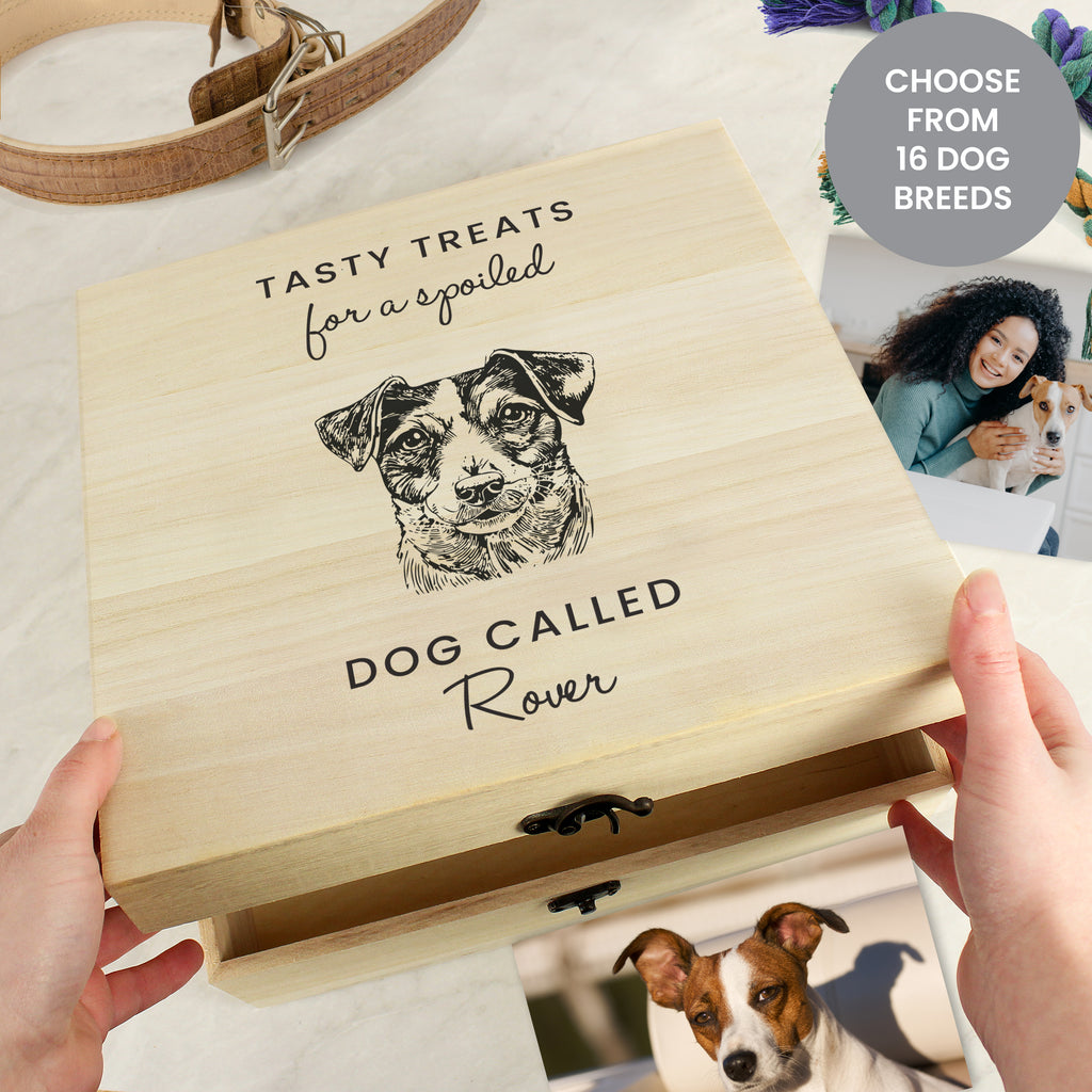 Personalised Dog Breed Wooden Storage Box - Buy Pet Gifts at GiftMasters.co.uk