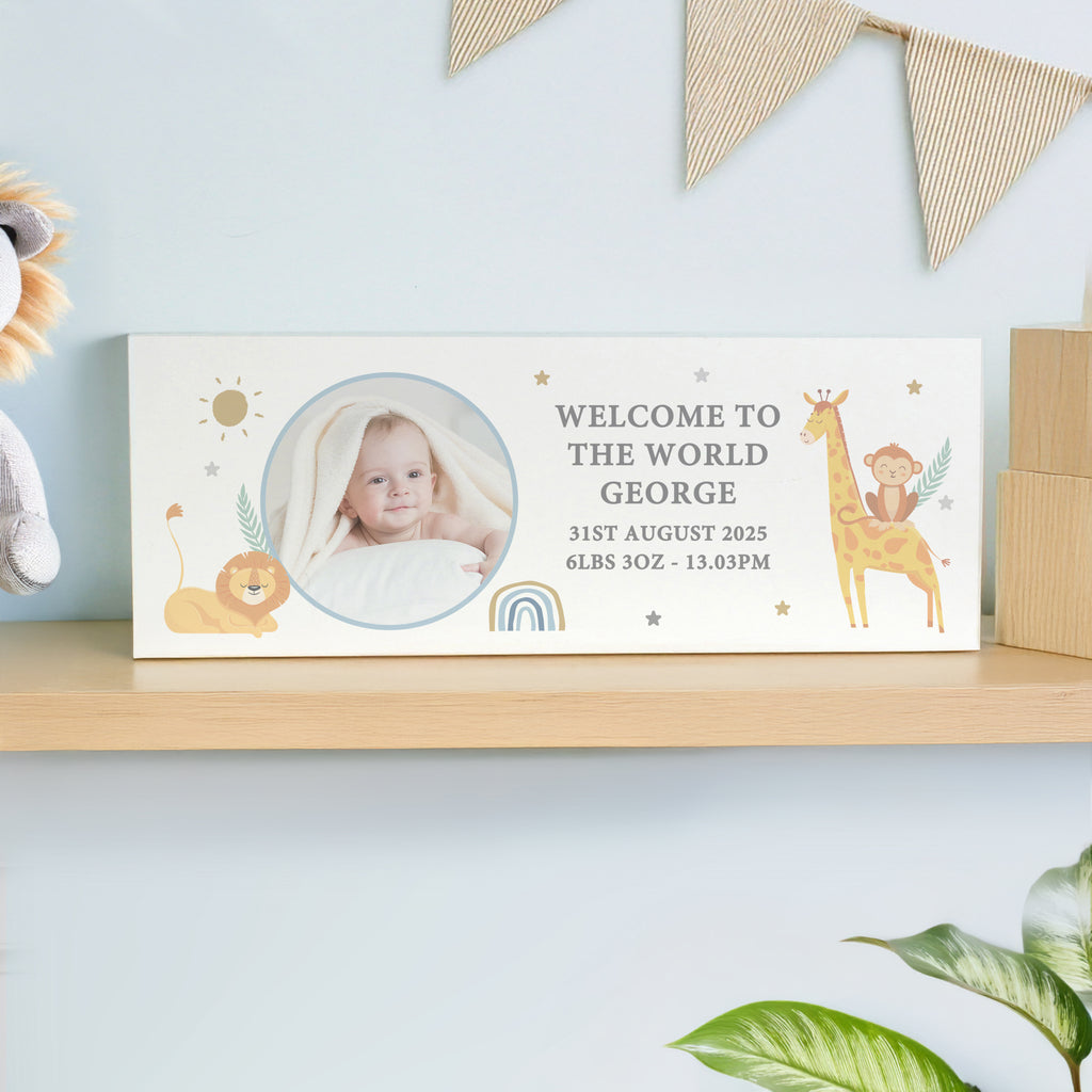 Personalised Safari Animals Photo Upload Wooden Ornament - Buy Ornaments at GiftMasters.co.uk