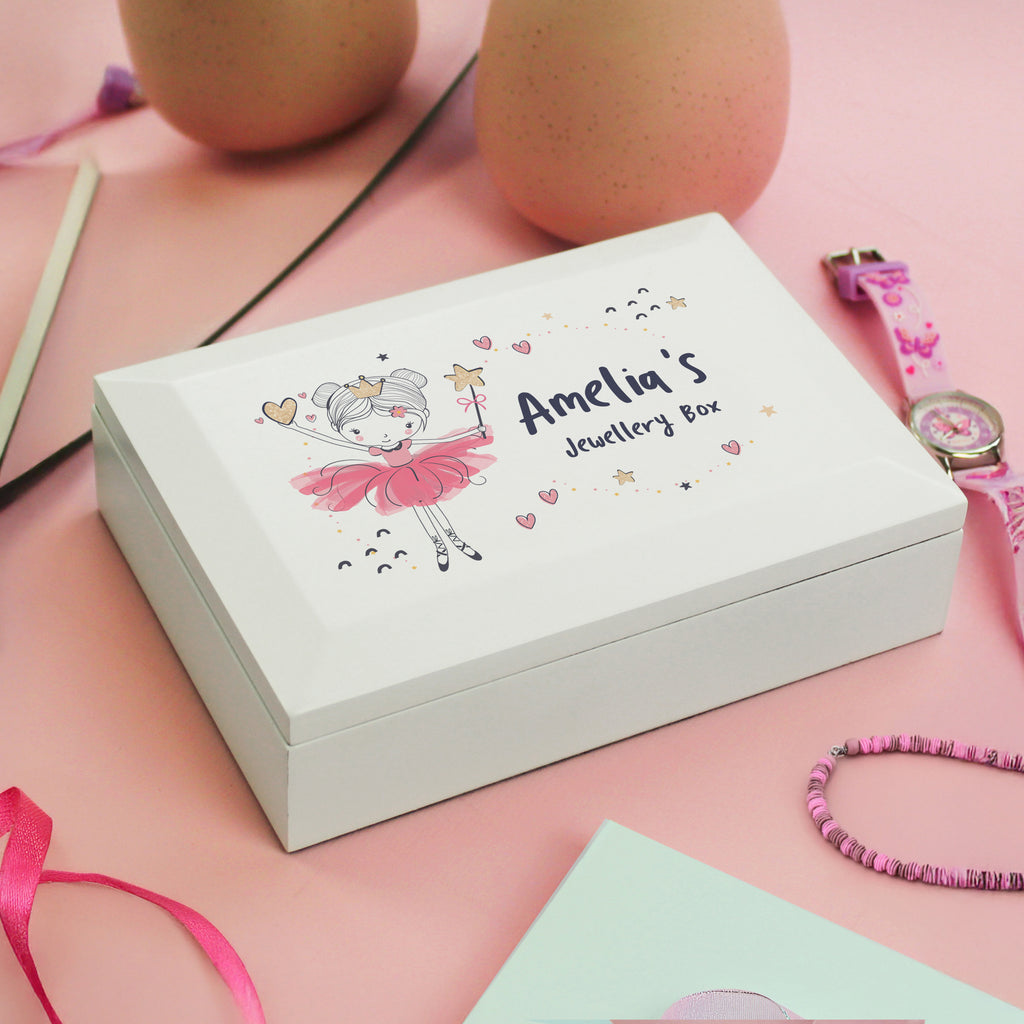 Personalised Princess Ballerina Wooden Jewellery Box - Buy Trinket, Jewellery & Keepsake Boxes at GiftMasters.co.uk