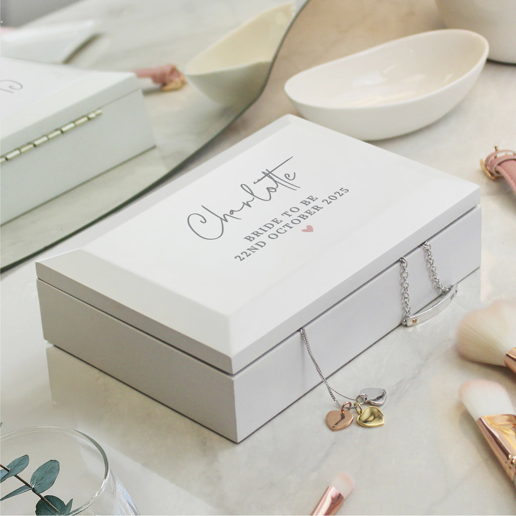 Personalised White Wooden Jewellery Box - Buy Trinket, Jewellery & Keepsake Boxes at GiftMasters.co.uk