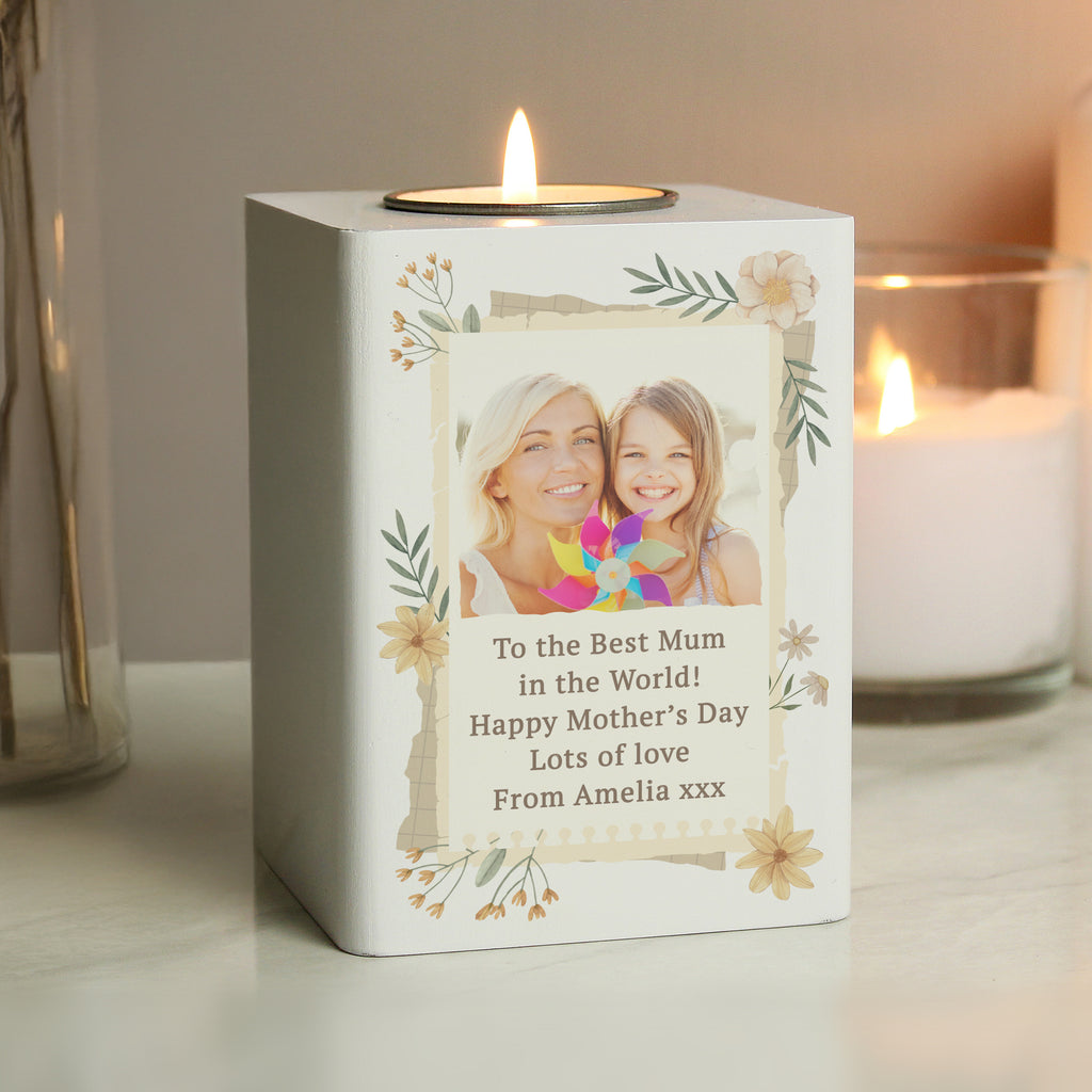 Personalised Wild Flowers Photo Upload Tealight Holder - Buy Photo Upload Products at GiftMasters.co.uk