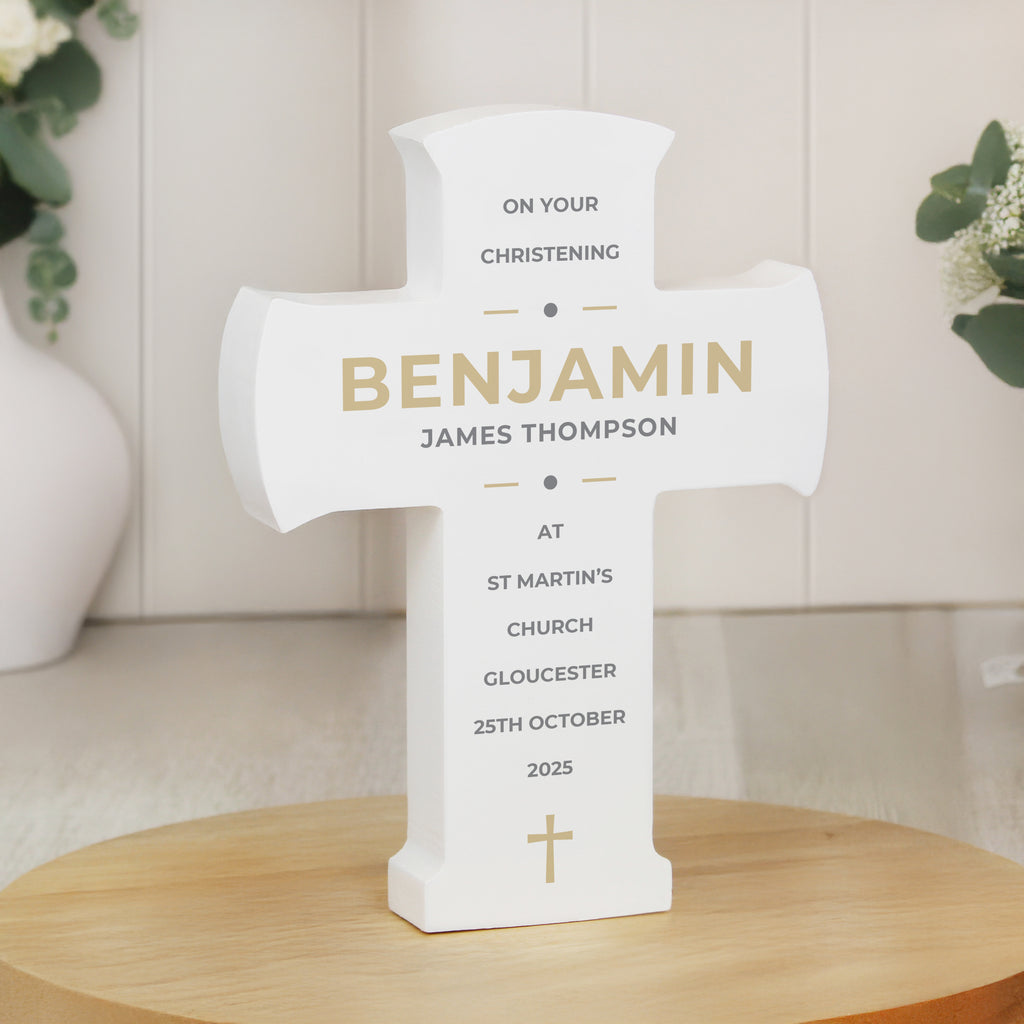 Personalised Wooden Cross Ornament - Buy Ornaments at GiftMasters.co.uk