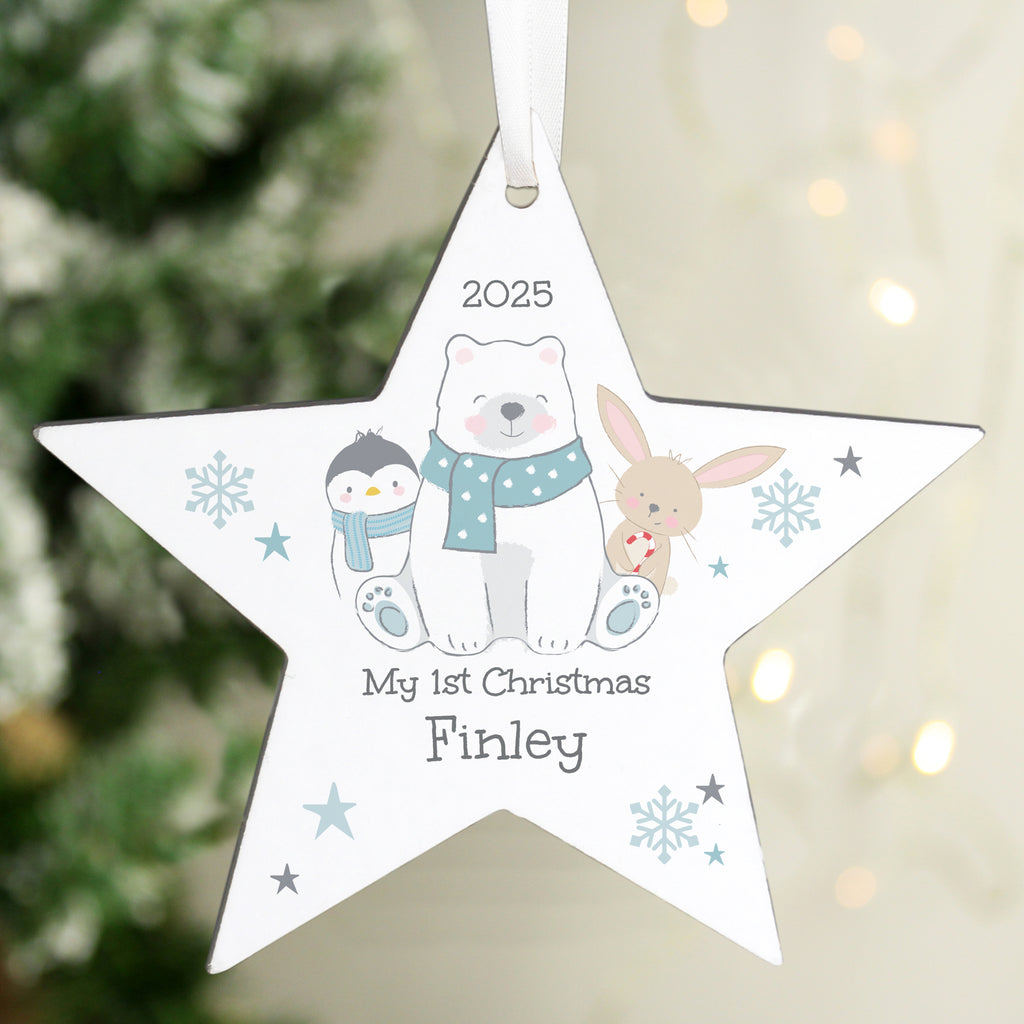 Personalised Polar Bear Christmas Star Ornament - Buy  at GiftMasters.co.uk