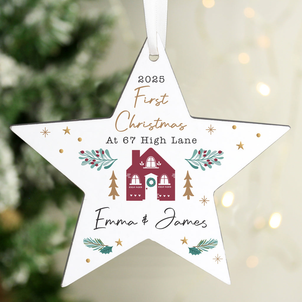 Personalised Home For Christmas Star Ornament - Buy Hanging Decorations & Signs at GiftMasters.co.uk