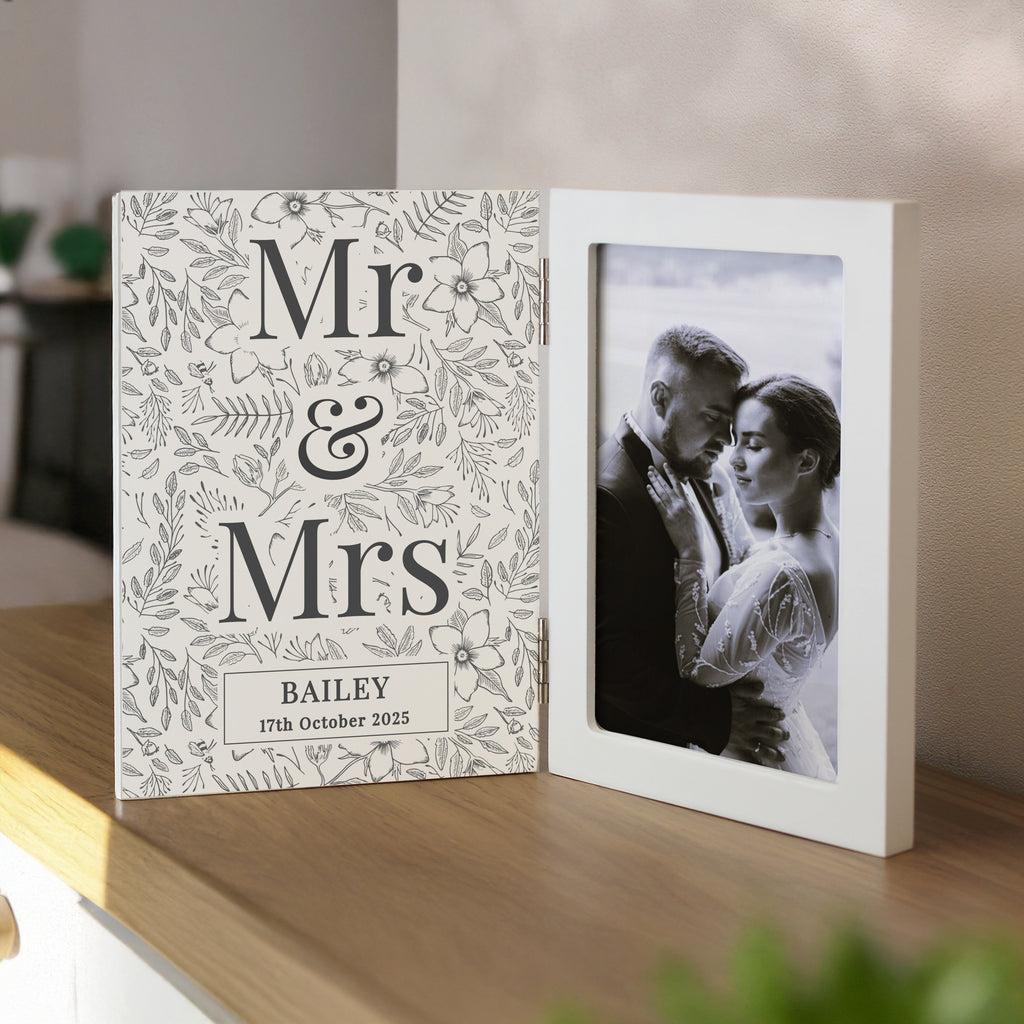 Personalised Wedding Wooden Hinged 6x4 Photo Frame - Buy Photo Frames, Albums and Guestbooks at GiftMasters.co.uk