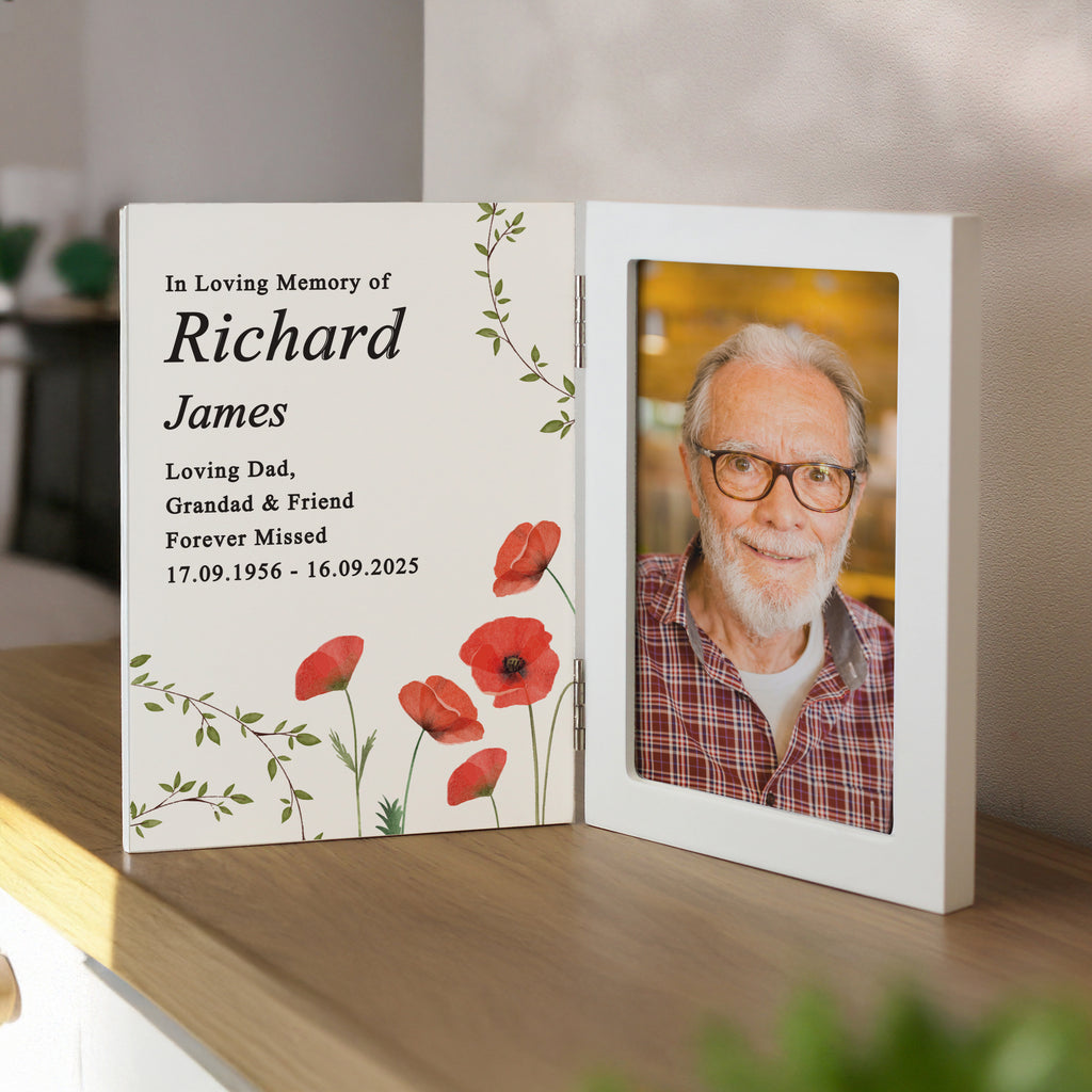 Personalised Memorial Wooden Hinged 6x4 Photo Frame - Buy Photo Frames, Albums and Guestbooks at GiftMasters.co.uk