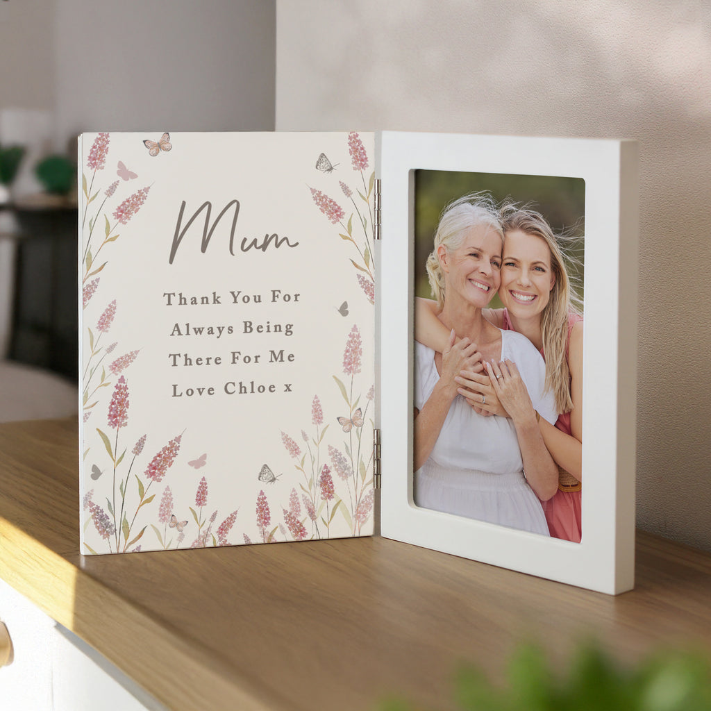 Personalised Floral Wooden Hinged 6x4 Photo Frame - Buy Photo Frames, Albums and Guestbooks at GiftMasters.co.uk