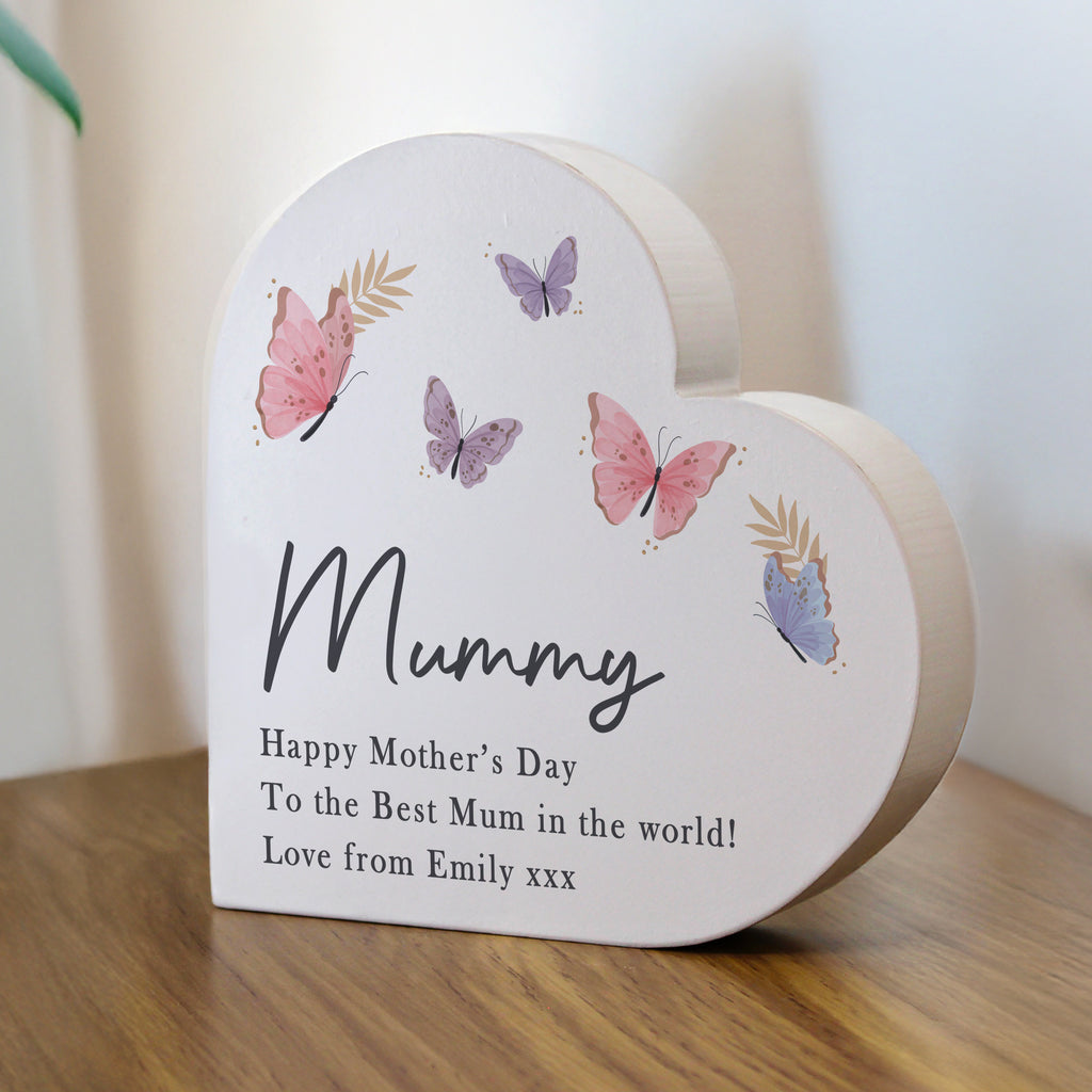 Personalised Butterfly Grey Heart Ornament - Buy Ornaments at GiftMasters.co.uk