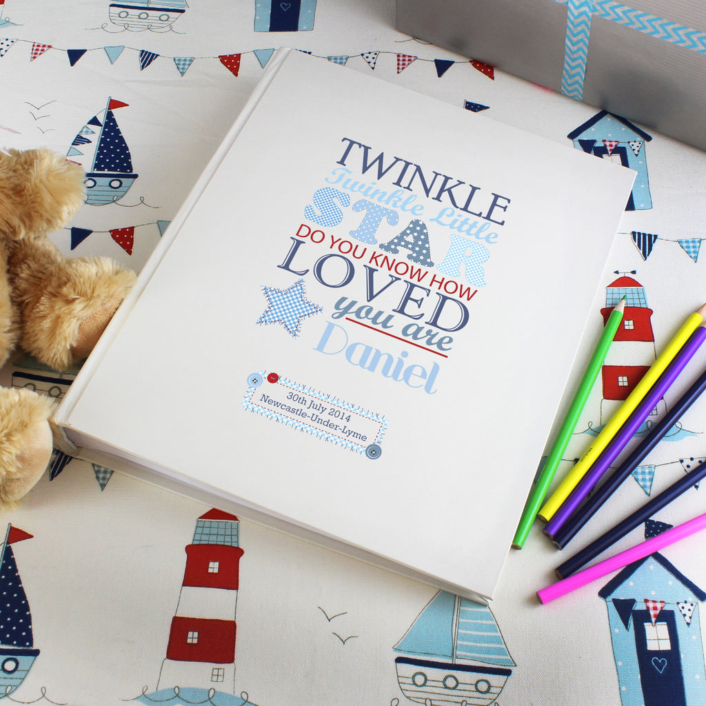 Personalised Twinkle Boys Traditional Photo Album - Buy Photo Frames, Albums and Guestbooks at GiftMasters.co.uk