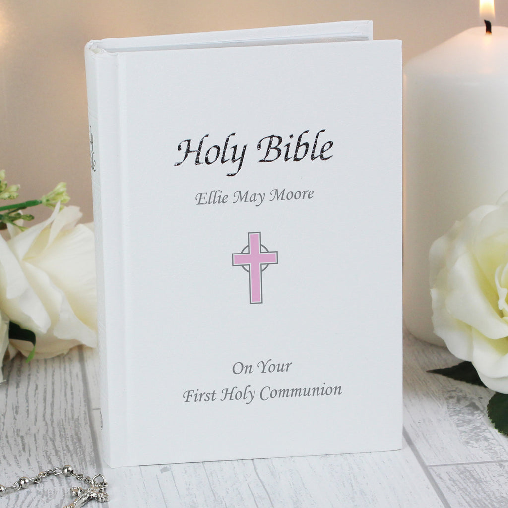 Personalised Pink Cross Bible - Buy Books at GiftMasters.co.uk