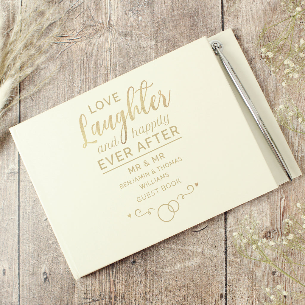Personalised Happily Ever After Wedding Hardback Guest Book & Pen - Buy Photo Frames, Albums and Guestbooks at GiftMasters.co.uk