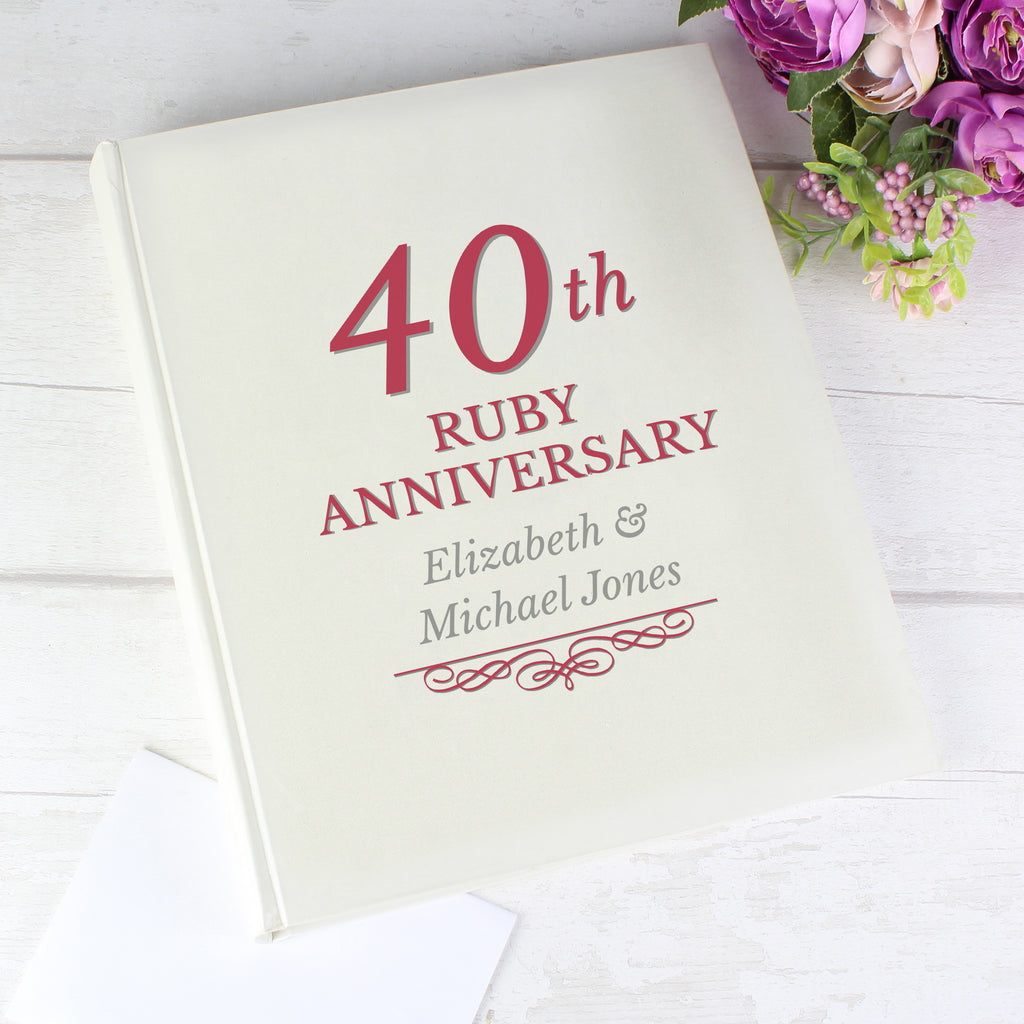 Personalised 40th Ruby Anniversary Traditional Photo Album - Buy Photo Frames, Albums and Guestbooks at GiftMasters.co.uk