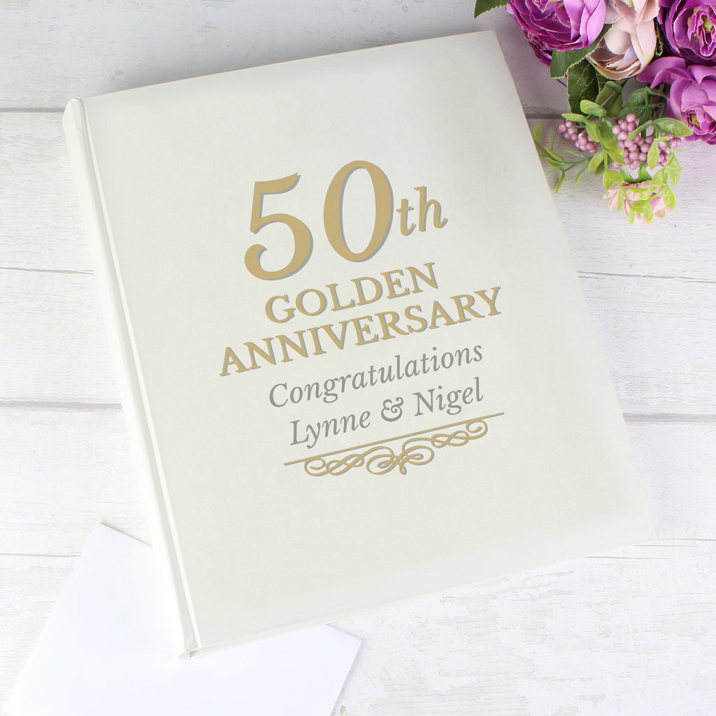 Personalised 50th Golden Anniversary Traditional Photo Album - Buy Photo Frames, Albums and Guestbooks at GiftMasters.co.uk