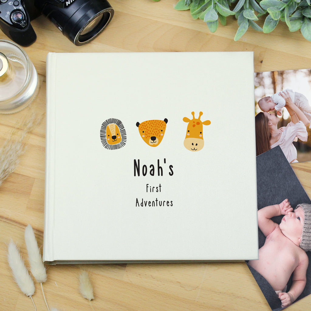 Personalised Scandi Safari Animals Square Photo Album - Buy Photo Frames, Albums and Guestbooks at GiftMasters.co.uk