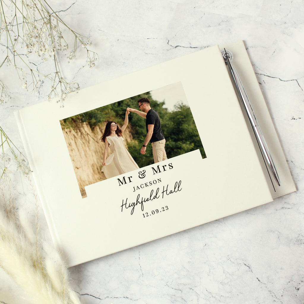 Personalised Photo Upload Hardback Guest Book & Pen - Buy Photo Upload Products at GiftMasters.co.uk