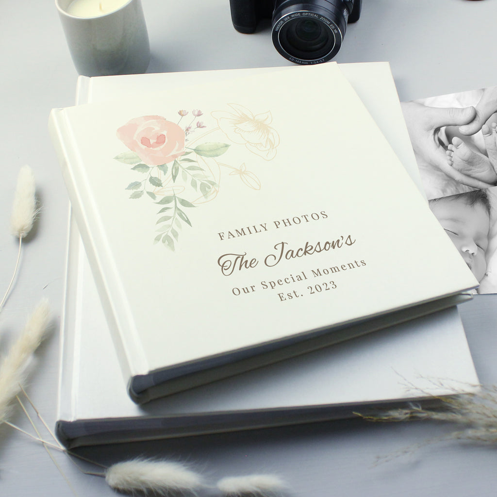 Personalised Floral Square Photo Album - Buy Photo Frames, Albums and Guestbooks at GiftMasters.co.uk